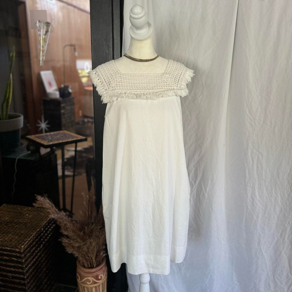 Madewell Sundream Fringe crochet neck cotton modal mini dress - 4